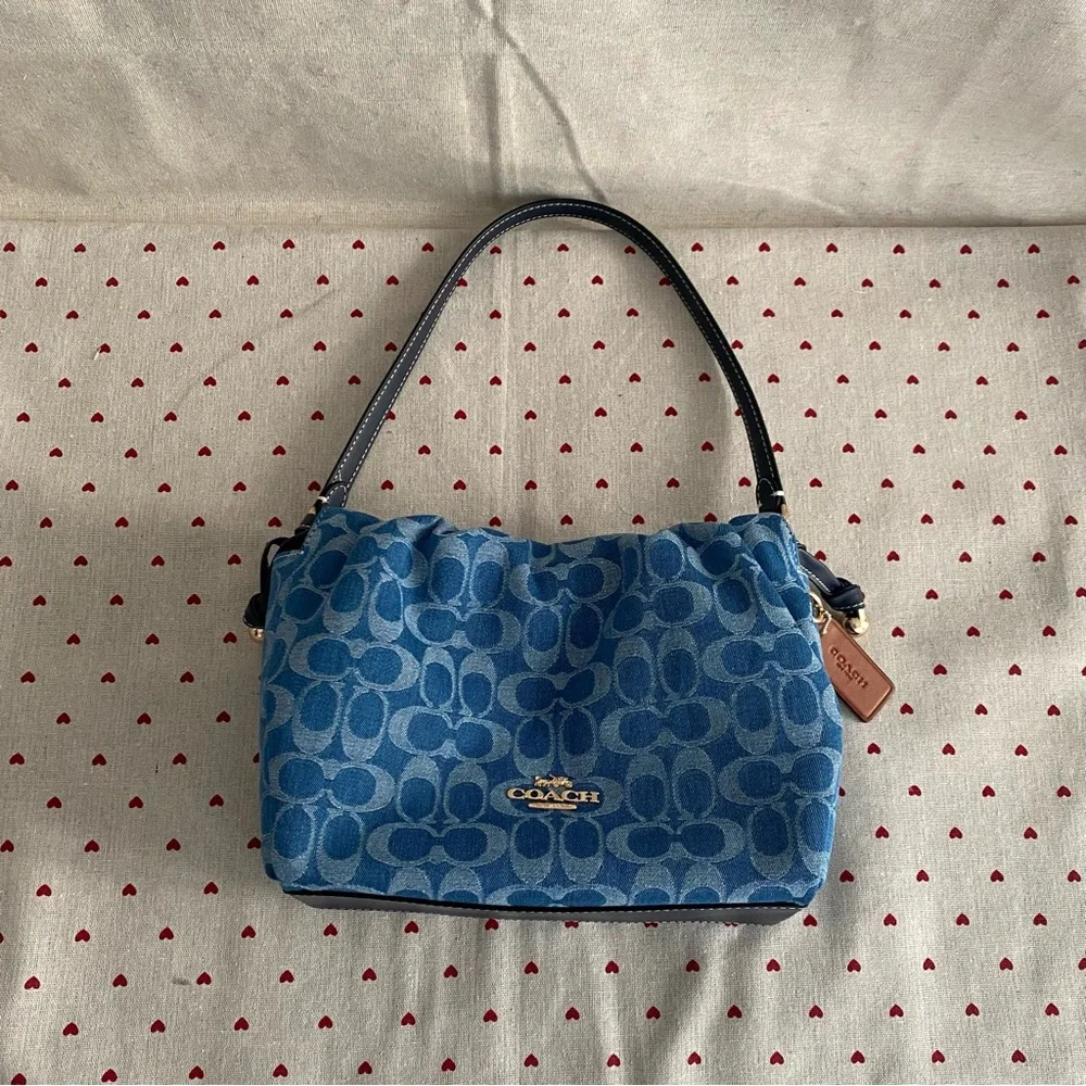 Coach Blue Signature Jacquard Shoulder Bag